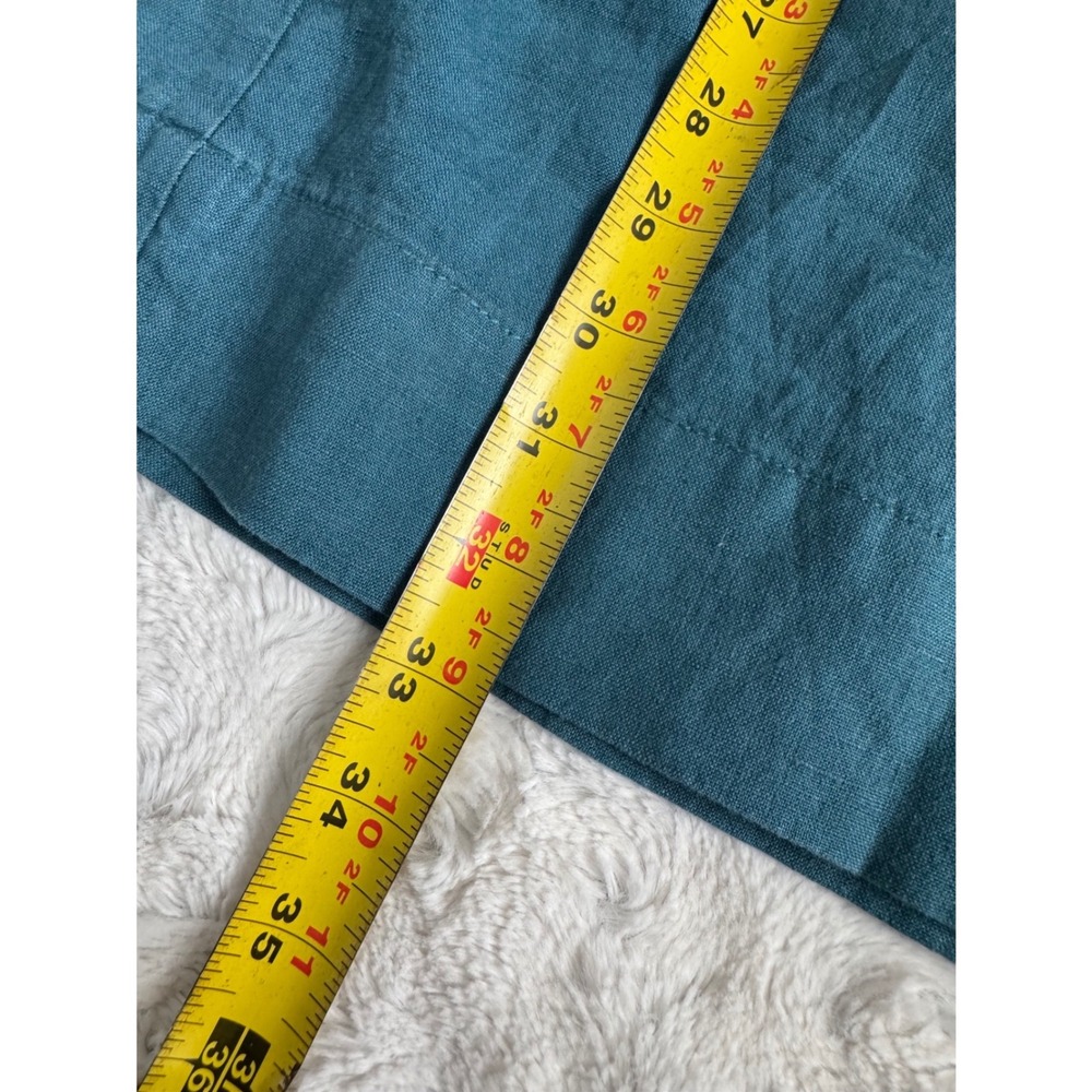 ATHLETA Pants Womens Playa 100% Linen Wide Leg Crop 12 P Zip Pockets Teal Green - Picture 11 of 12